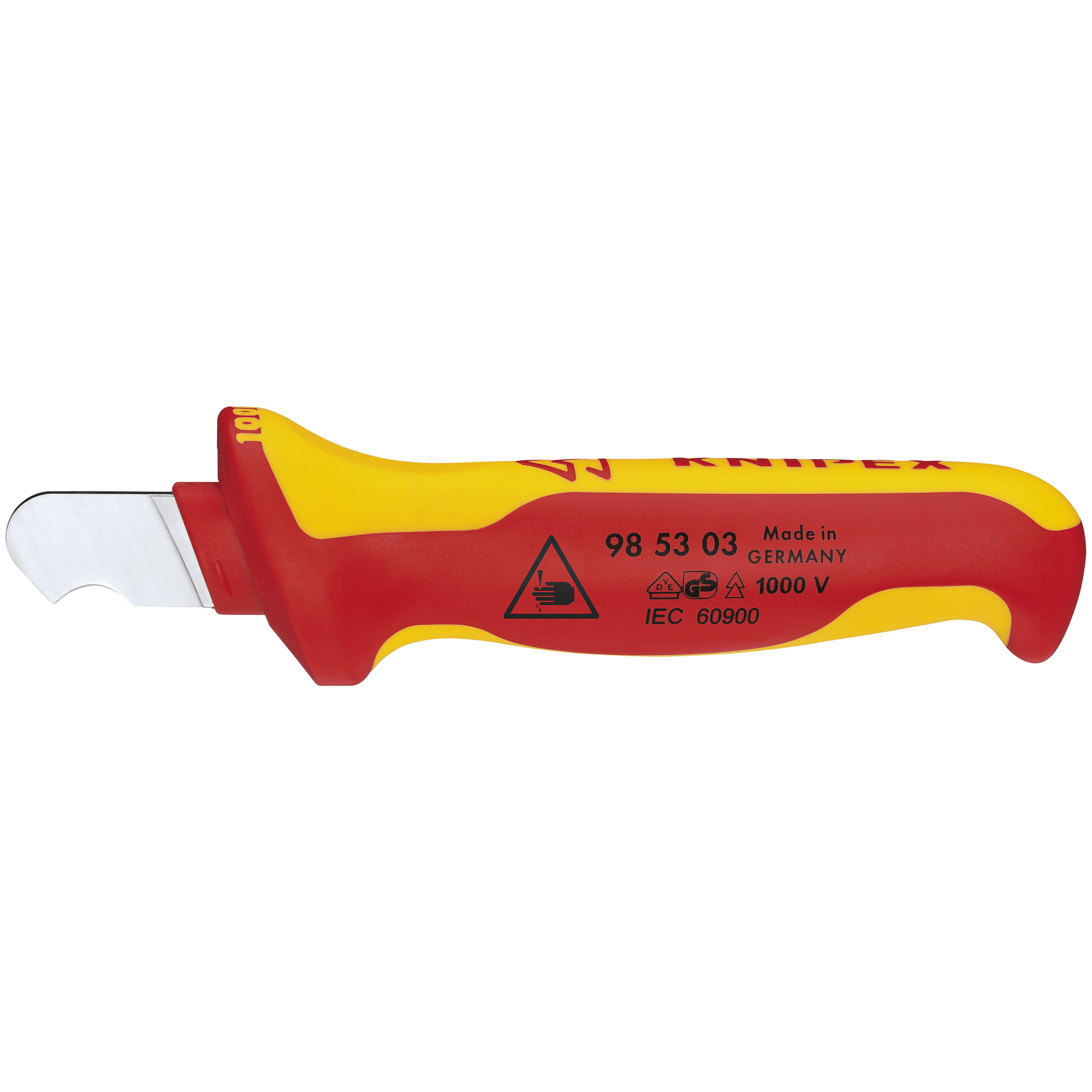 KNIPEX 100V Dismantilling Knife with Comfort Grip, 6.75in., 1-7/64in.L Blade, Model# 98 53 03